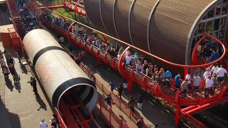 Guests queueing at Blackpool Pleasure Beach