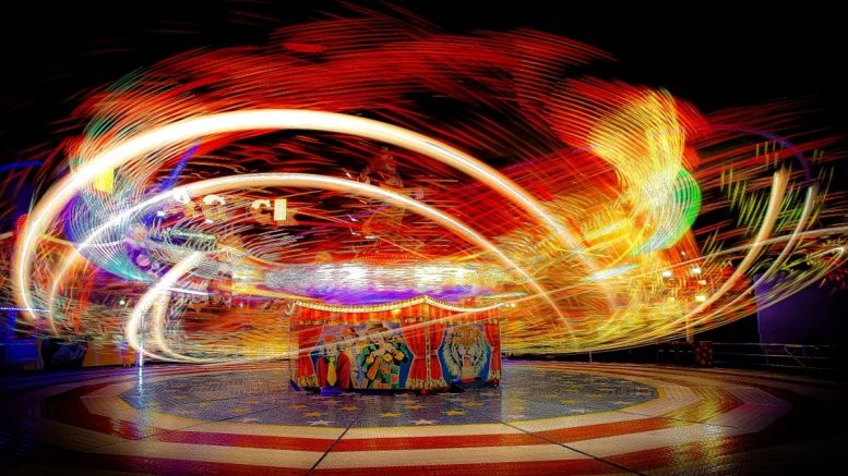 Fairground ride in motion